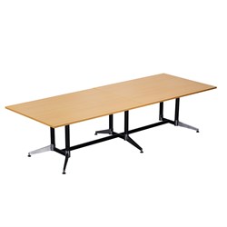 Typhoon Boardroom Table Dual Post, 2 PC Top, Dbl Stage L3200xW3200xH750mm, Beech Top